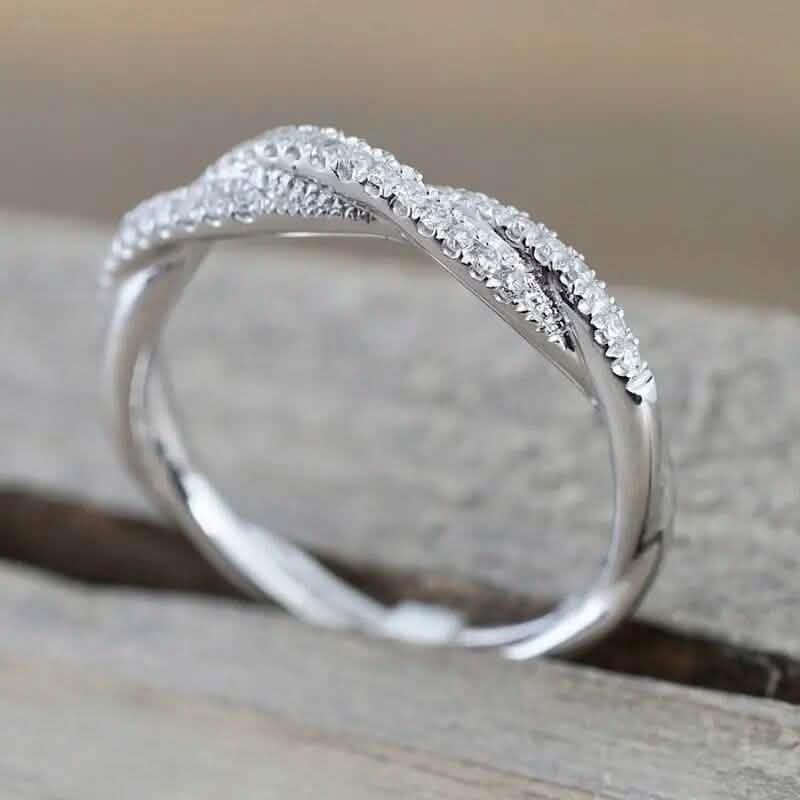 Minimalism 925 Silver Zirconia Twist Ring DailySale