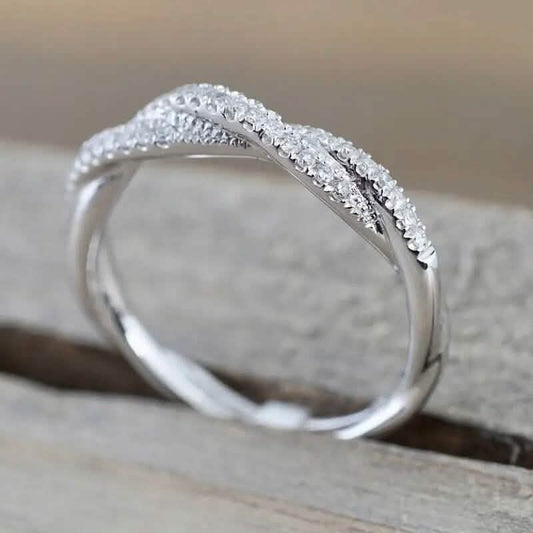 Minimalism 925 Silver Zirconia Twist Ring DailySale