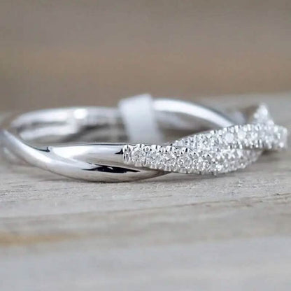 Minimalism 925 Silver Zirconia Twist Ring DailySale