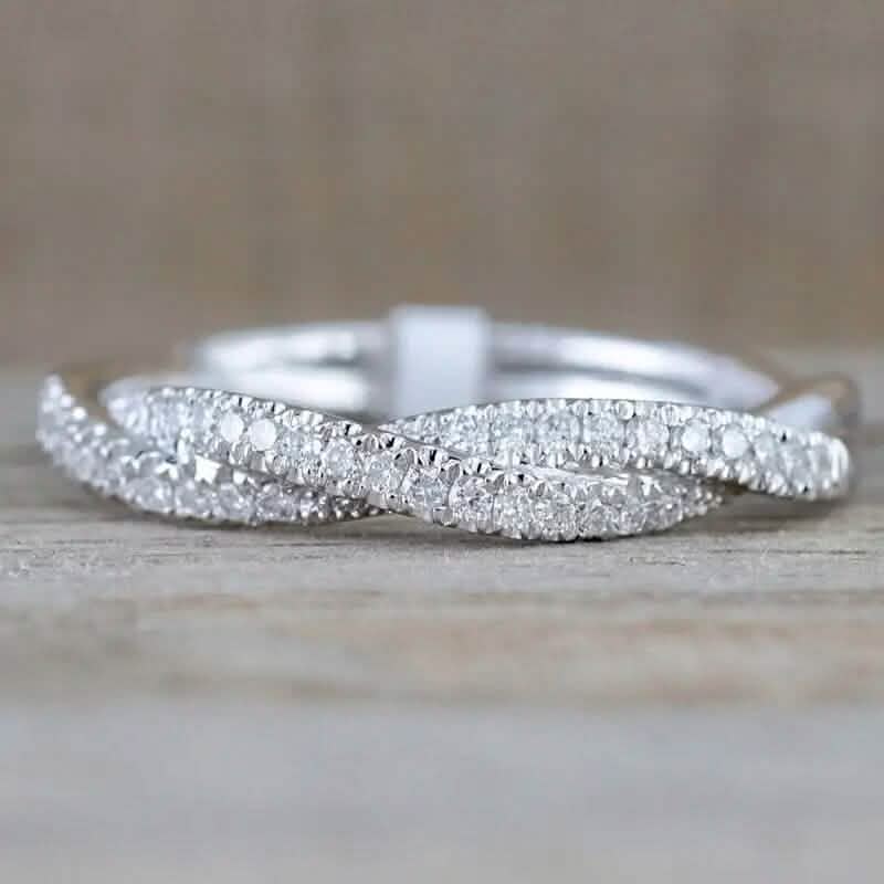 Minimalism 925 Silver Zirconia Twist Ring DailySale
