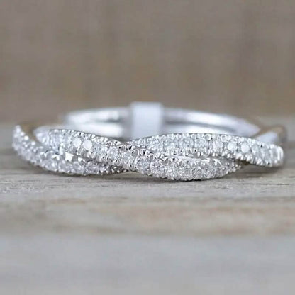 Minimalism 925 Silver Zirconia Twist Ring DailySale