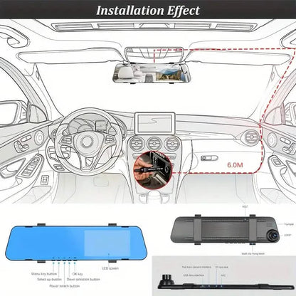 Mirror Dash Cam 4.5 Inch Rear View Mirror 1080P Front and Rear View Dual Cameras DailySale