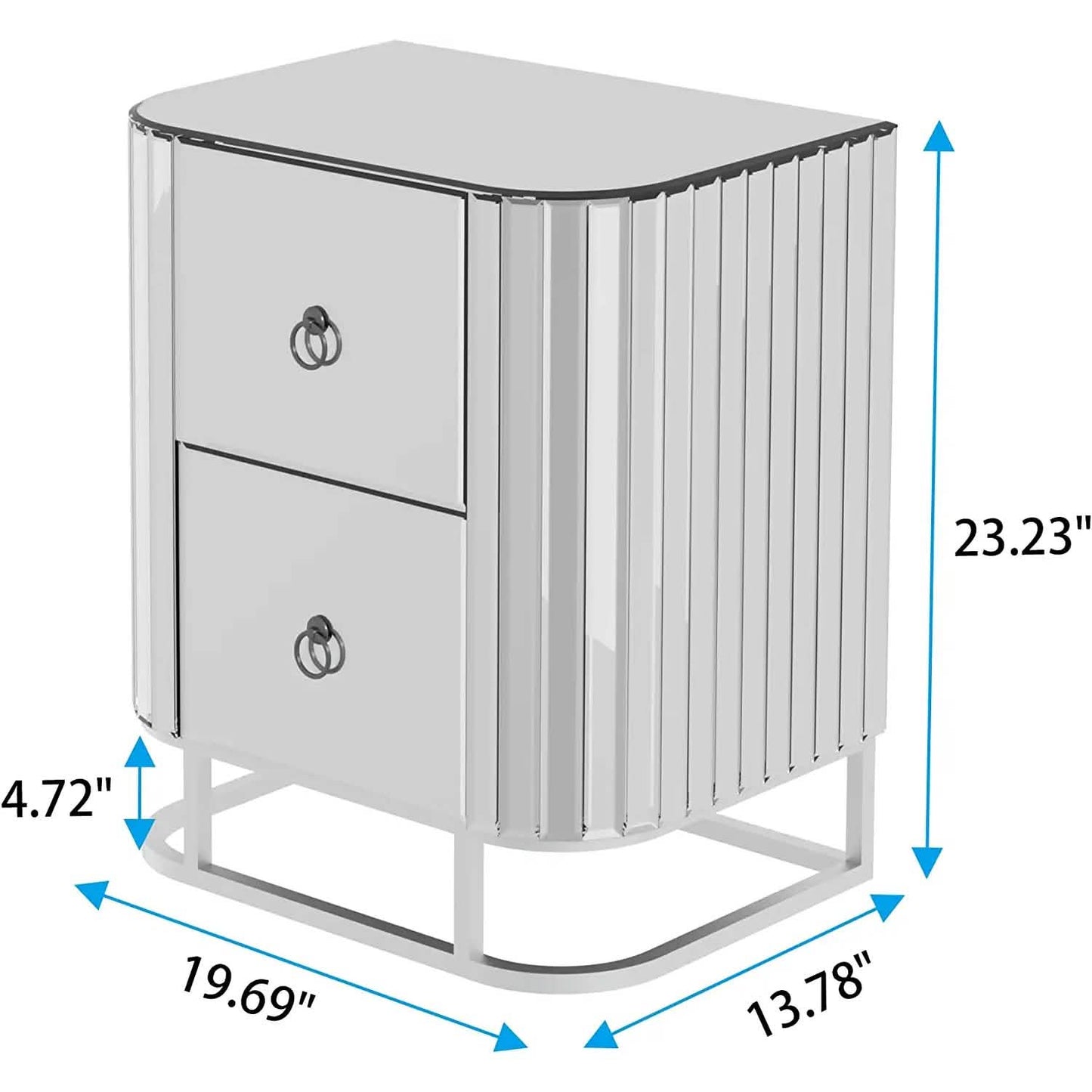 Mirrored Accent Table with 2 Drawers and Stainless Steel Frame DailySale