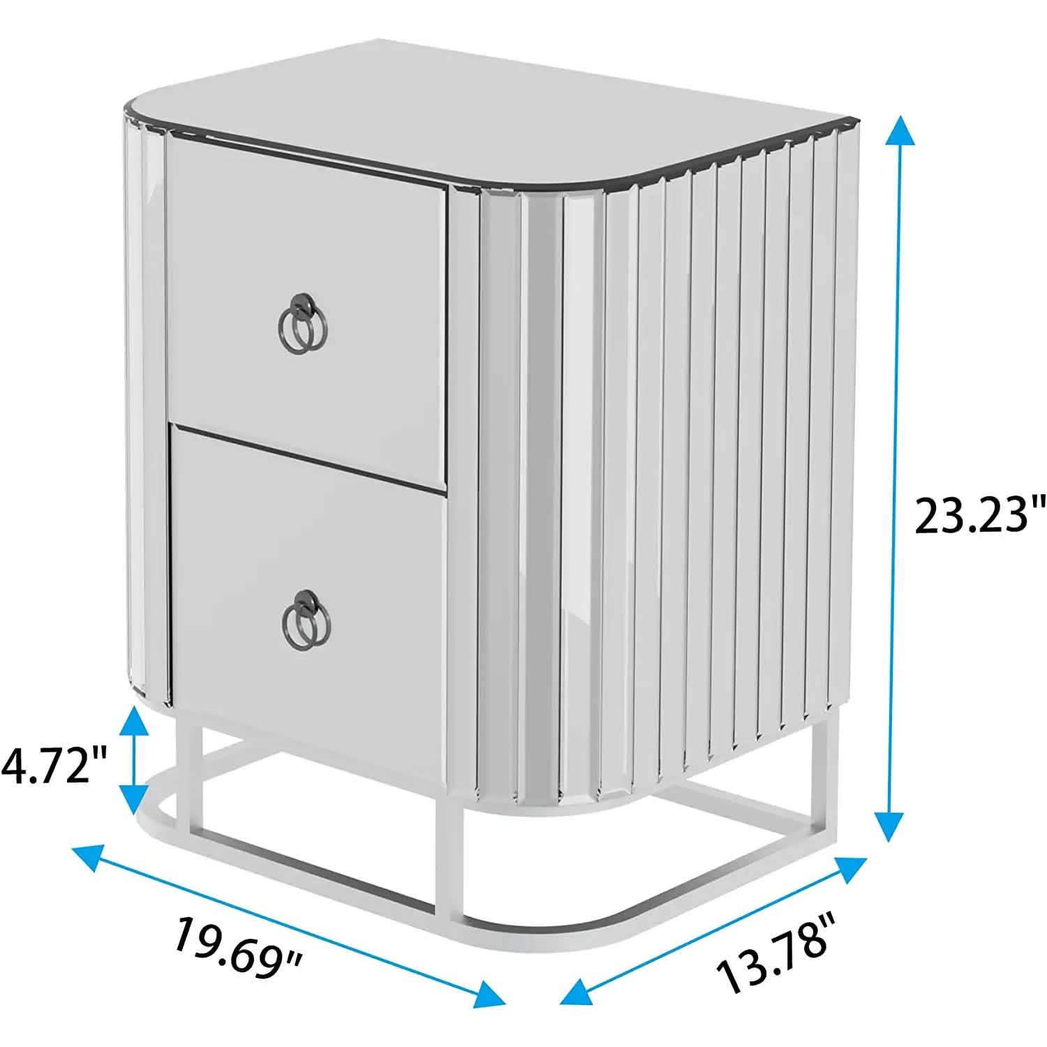 Mirrored Accent Table with 2 Drawers and Stainless Steel Frame DailySale