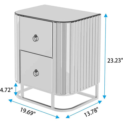 Mirrored Accent Table with 2 Drawers and Stainless Steel Frame DailySale