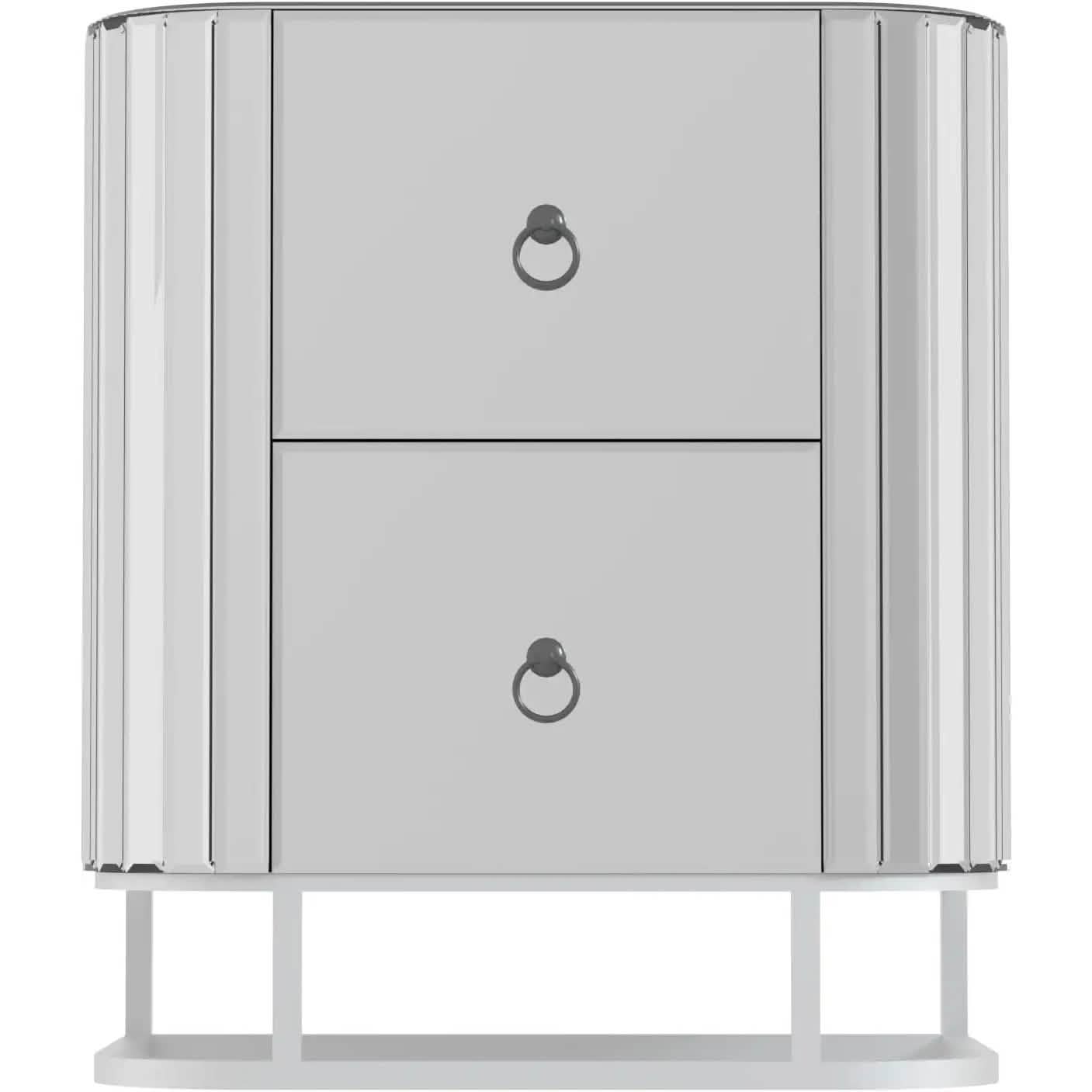 Mirrored Accent Table with 2 Drawers and Stainless Steel Frame DailySale