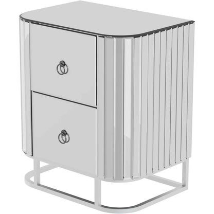 Mirrored Accent Table with 2 Drawers and Stainless Steel Frame DailySale