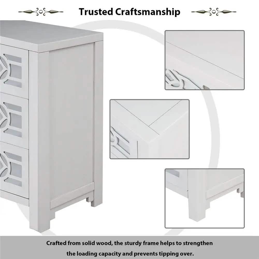 Mirrored Carved Pattern Modern Gold Finish Bedroom Nightstand DailySale