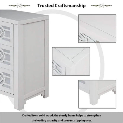 Mirrored Carved Pattern Modern Gold Finish Bedroom Nightstand DailySale
