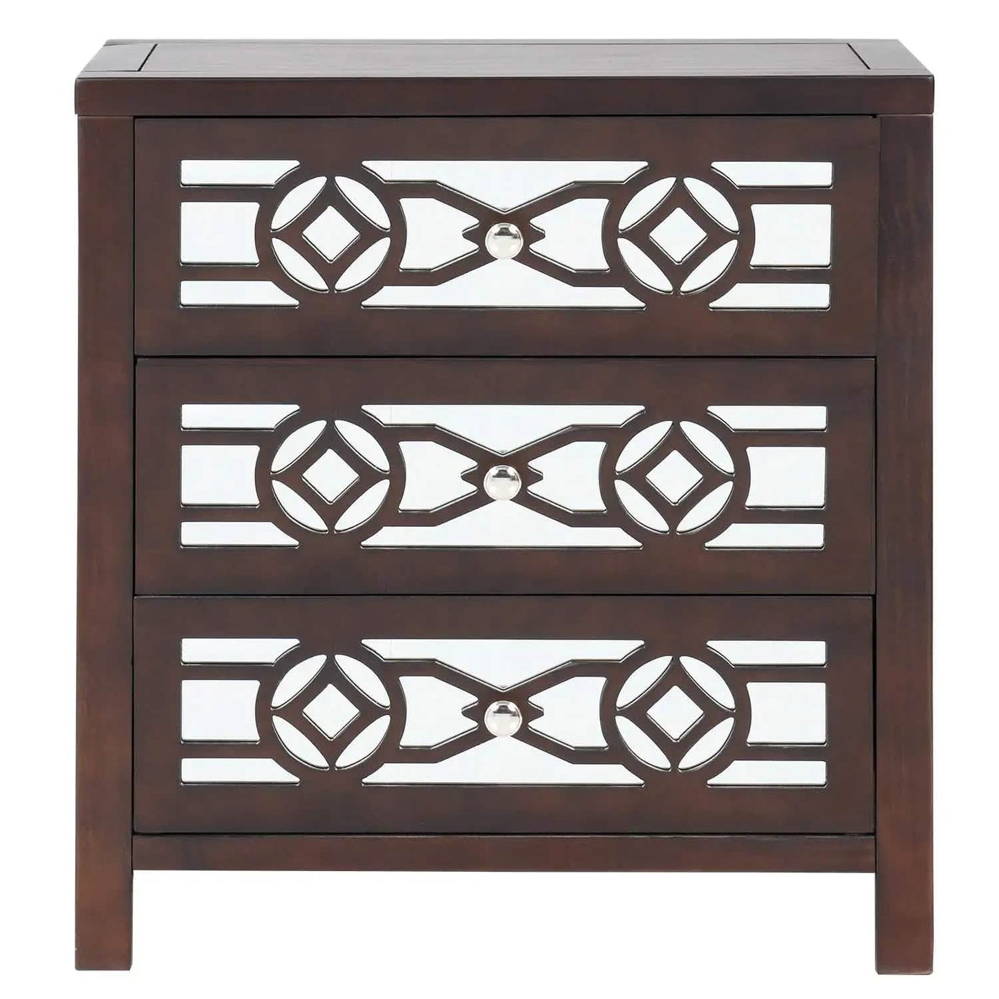 Mirrored Carved Pattern Modern Gold Finish Bedroom Nightstand DailySale