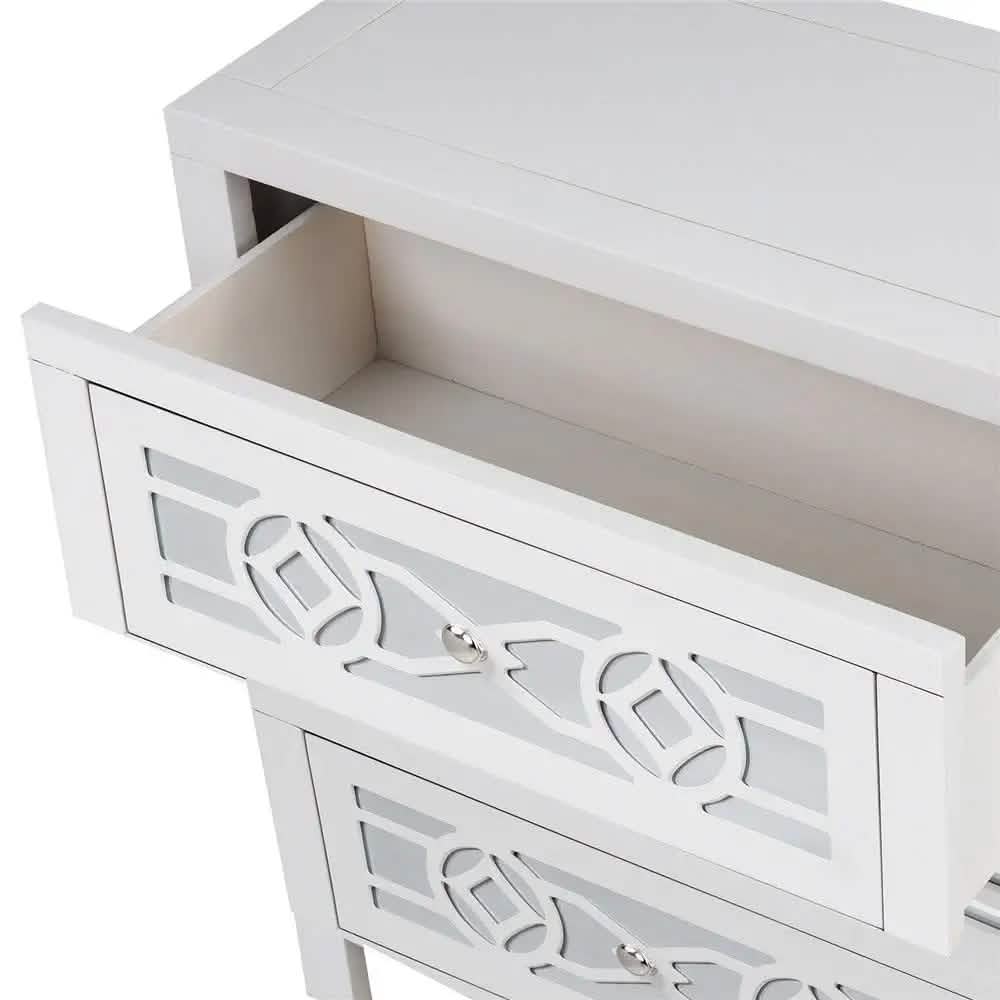 Mirrored Carved Pattern Modern Gold Finish Bedroom Nightstand DailySale