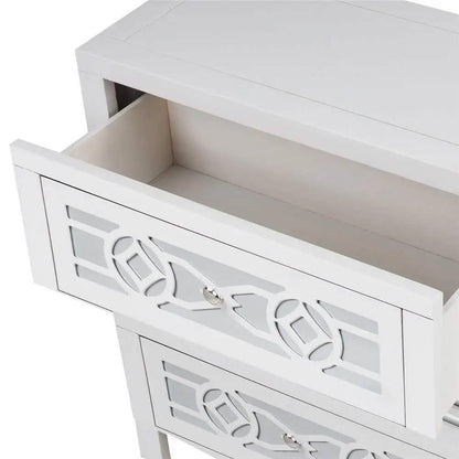 Mirrored Carved Pattern Modern Gold Finish Bedroom Nightstand DailySale
