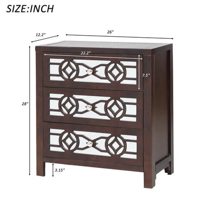 Mirrored Carved Pattern Modern Gold Finish Bedroom Nightstand DailySale