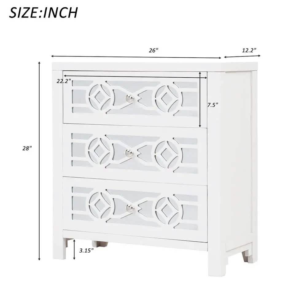 Mirrored Carved Pattern Modern Gold Finish Bedroom Nightstand DailySale