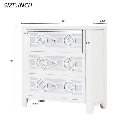 Mirrored Carved Pattern Modern Gold Finish Bedroom Nightstand DailySale