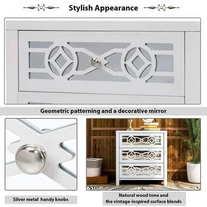 Mirrored Carved Pattern Modern Gold Finish Bedroom Nightstand DailySale