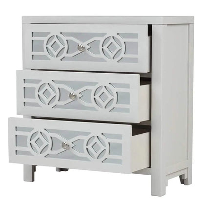 Mirrored Carved Pattern Modern Gold Finish Bedroom Nightstand DailySale