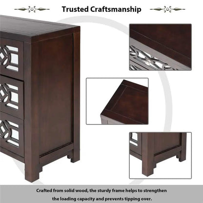 Mirrored Carved Pattern Modern Gold Finish Bedroom Nightstand DailySale