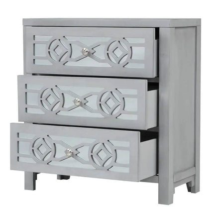 Mirrored Carved Pattern Modern Gold Finish Bedroom Nightstand DailySale