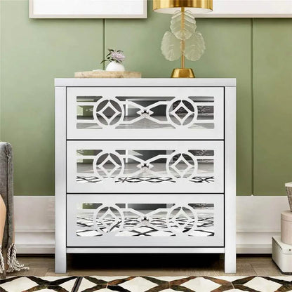 Mirrored Carved Pattern Modern Gold Finish Bedroom Nightstand DailySale