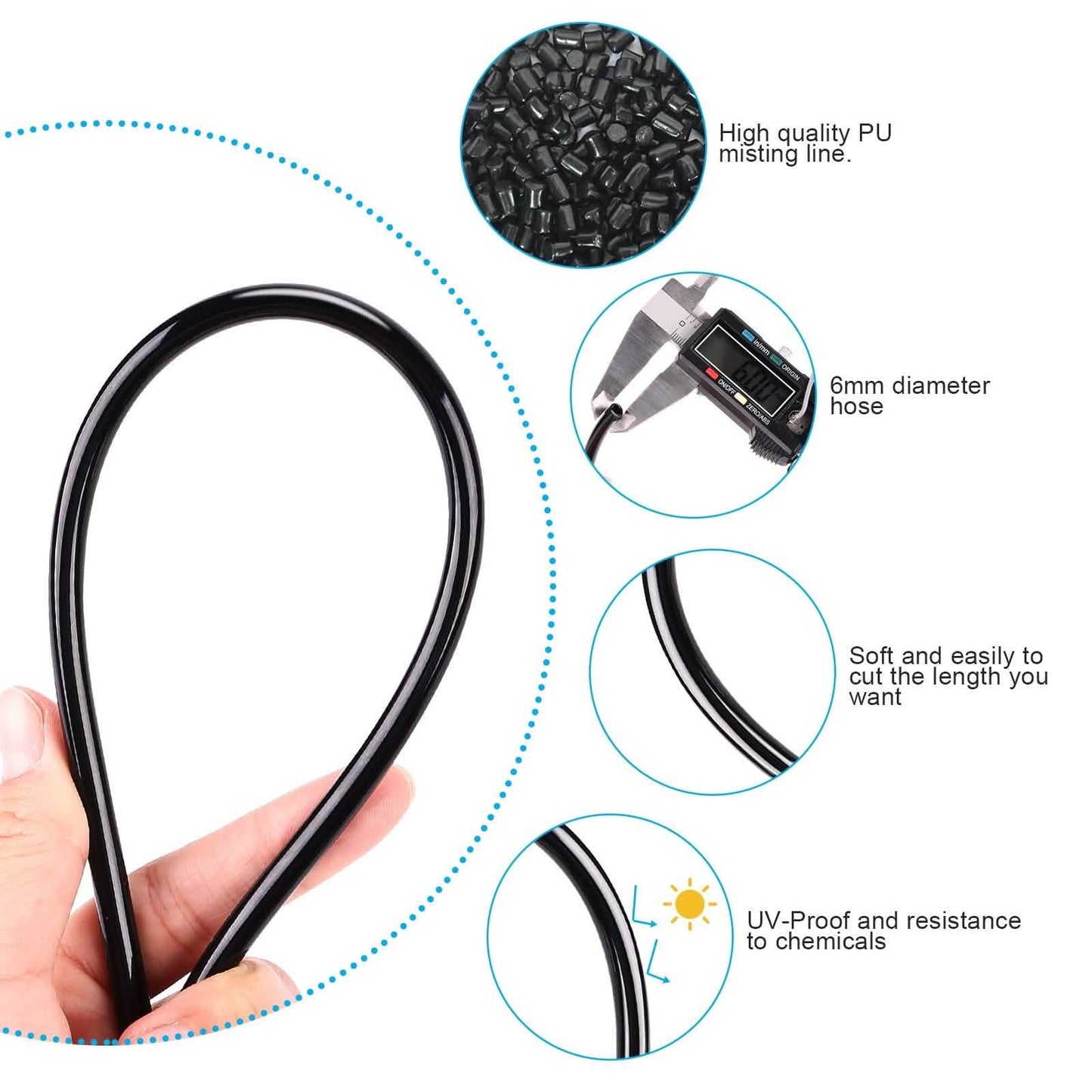 Mist Cooling System 26Ft Line + 10 T-Joint Nozzles Water Sprayer DailySale