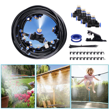 Misting Cooling System 65.6Ft Hose Line + 23 T-Joint Nozzles Water Sprayer DailySale