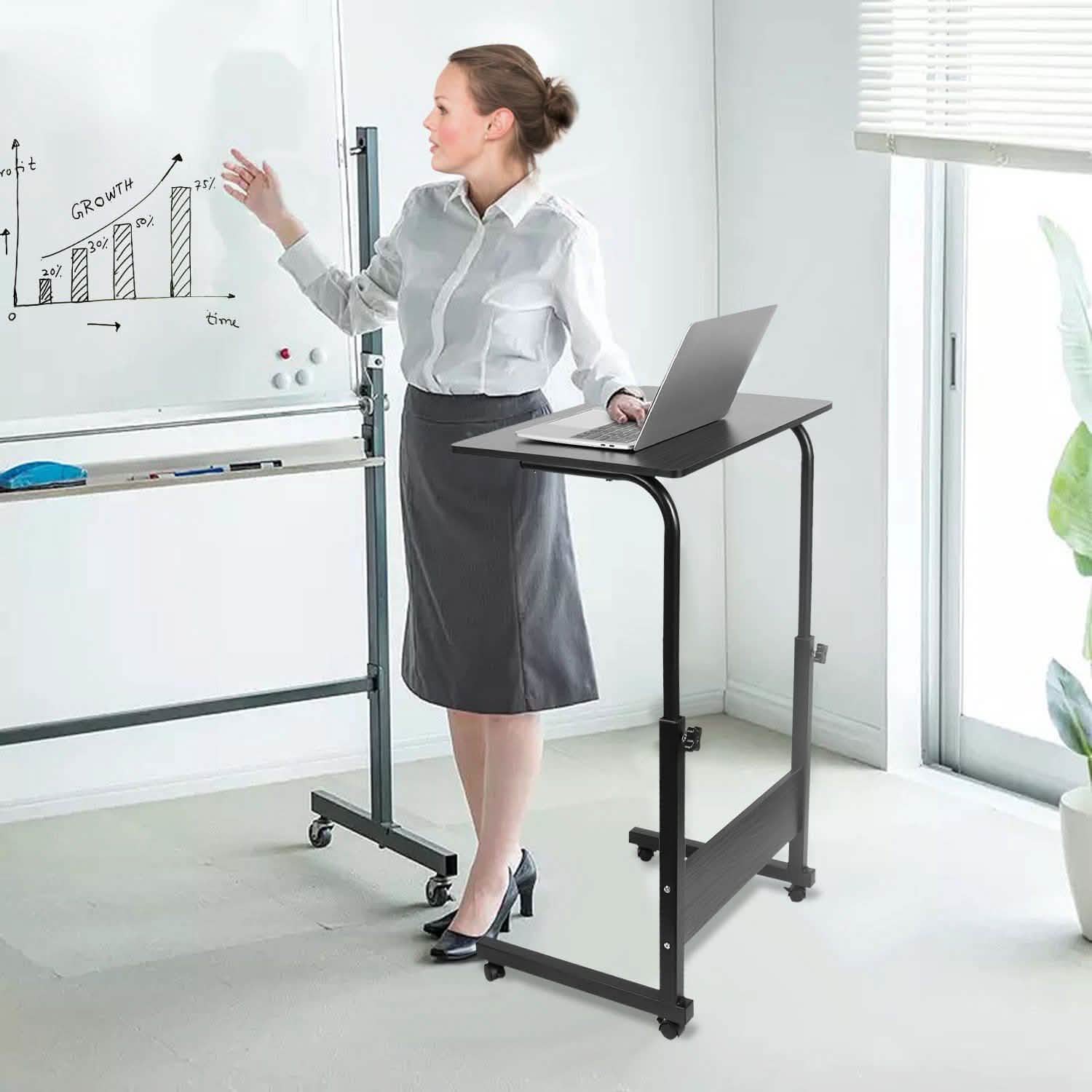 Mobile Laptop Desk Height Adjustable Rolling Wheels DailySale