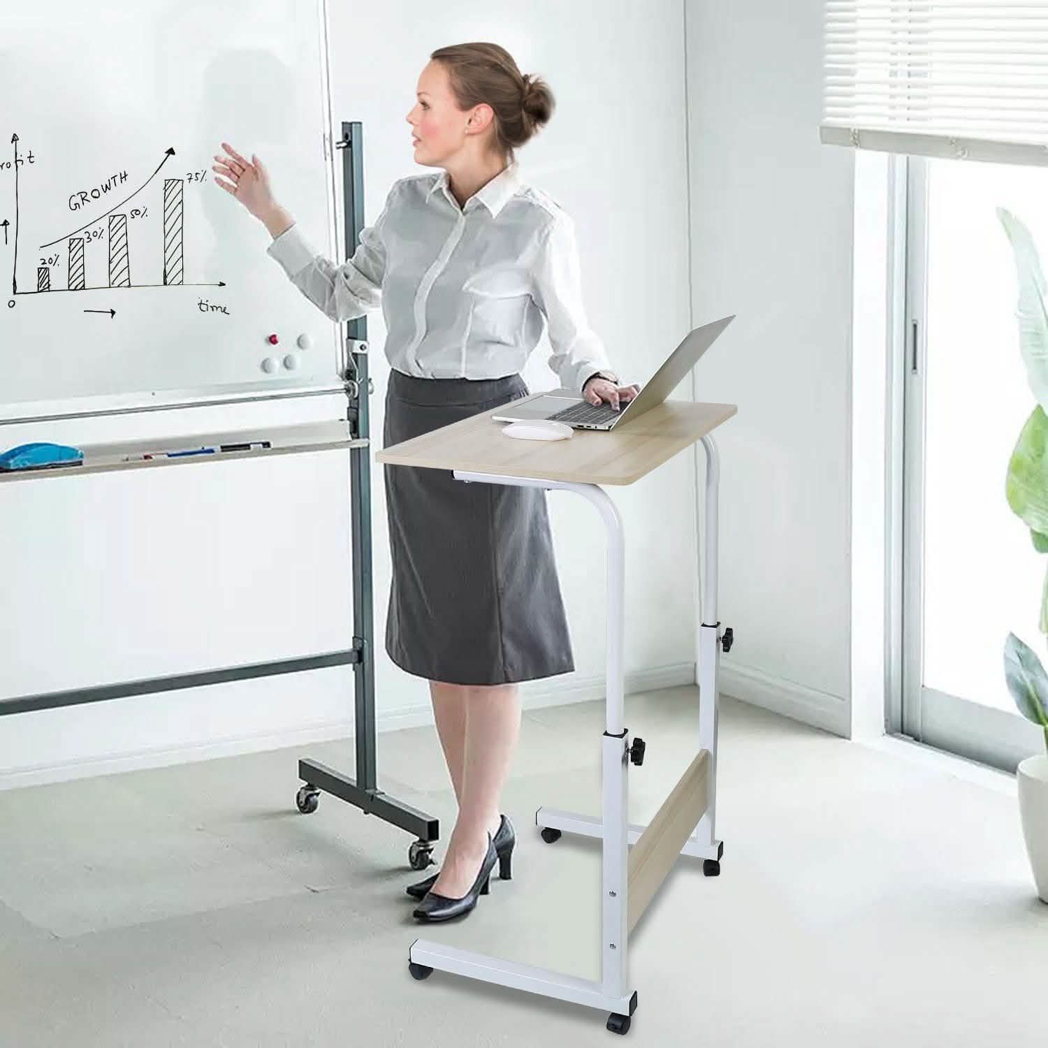 Mobile Laptop Desk Height Adjustable Rolling Wheels DailySale