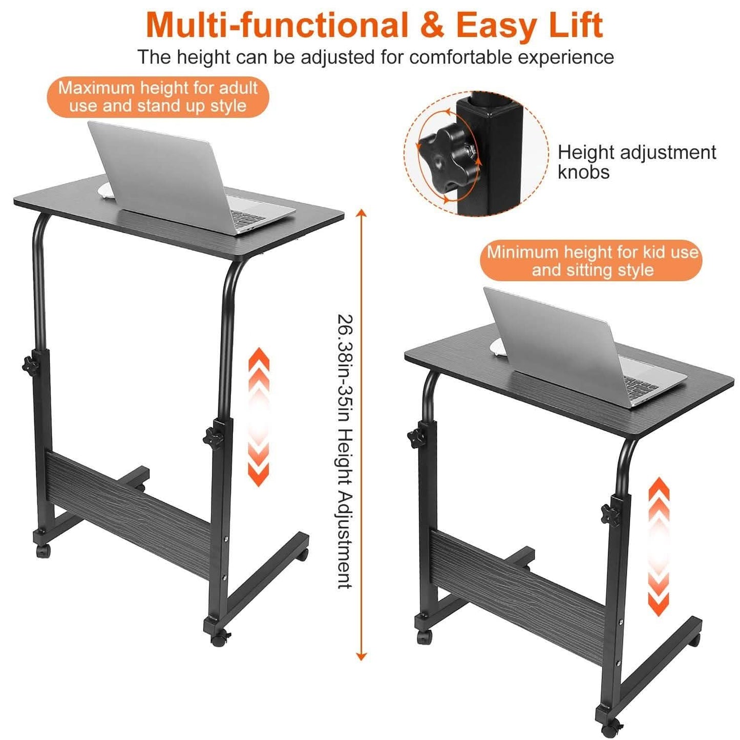 Mobile Laptop Desk Height Adjustable Rolling Wheels DailySale