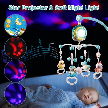 Mobile Star Projection Nursery Light Baby Rattle Toy with Music Box Remote Control DailySale