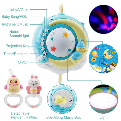 Mobile Star Projection Nursery Light Baby Rattle Toy with Music Box Remote Control DailySale