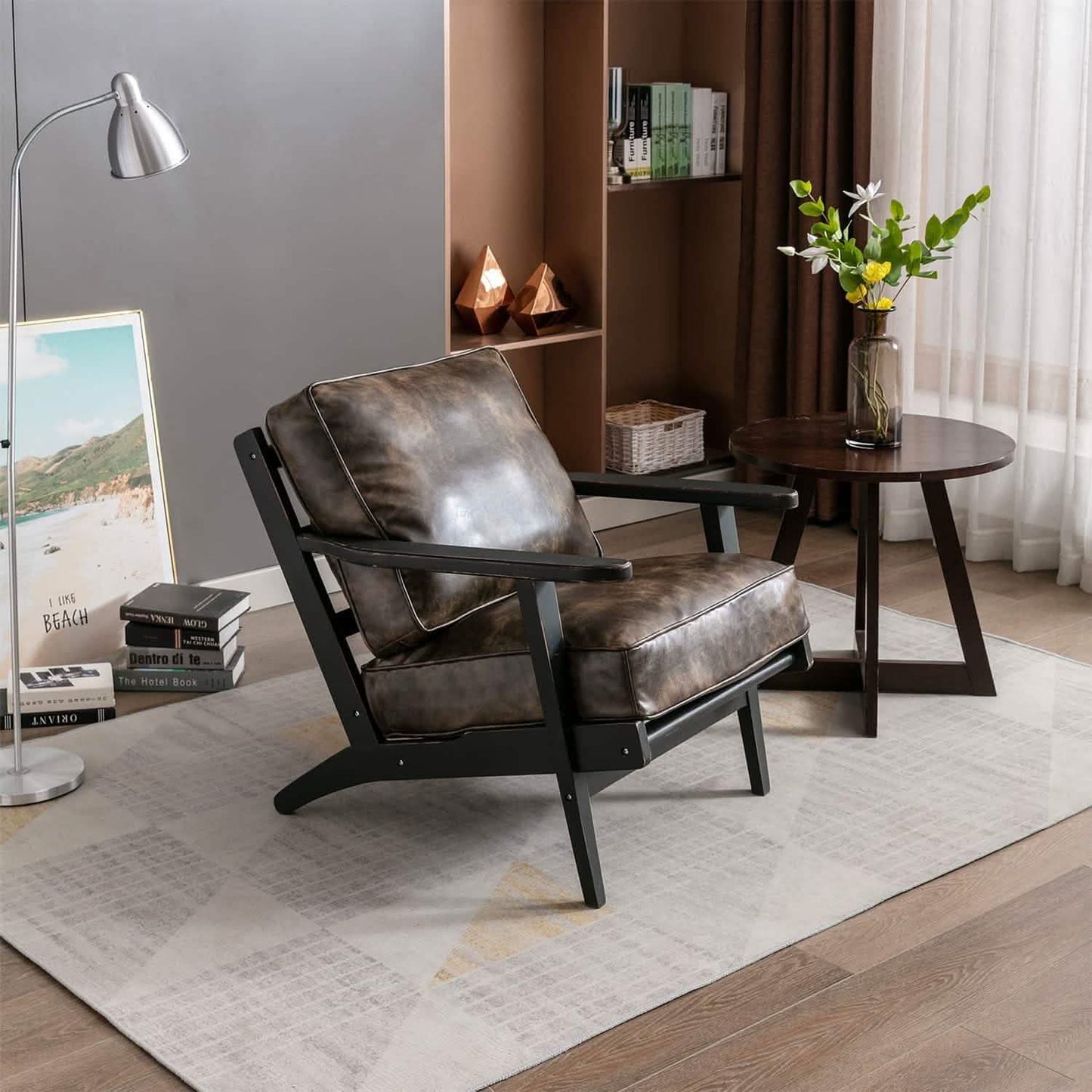 Modern Faux Leather Accent Chair DailySale
