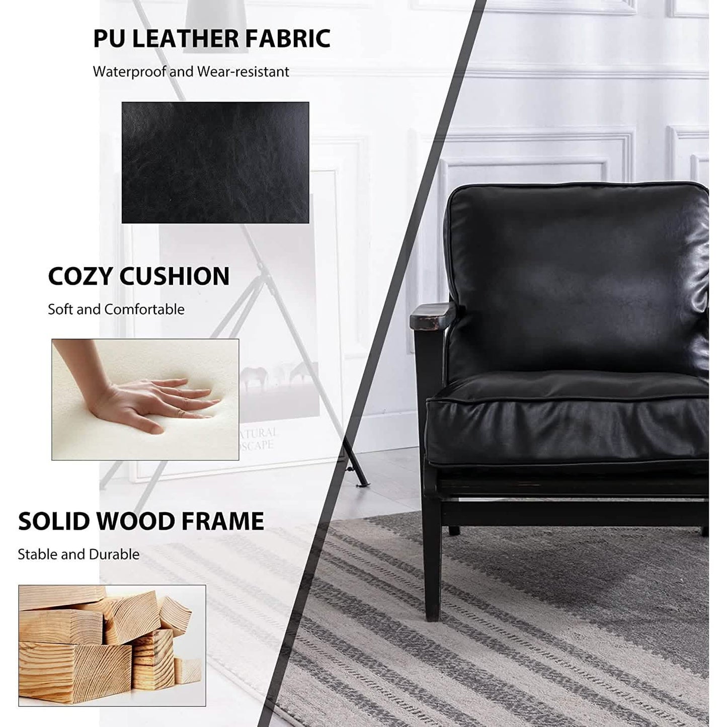Modern Faux Leather Accent Chair DailySale