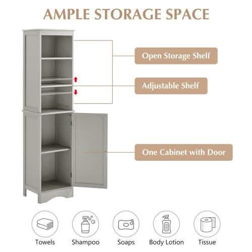 Modern Freestanding Tall Bathroom Locker DailySale