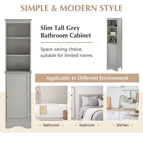 Modern Freestanding Tall Bathroom Locker DailySale