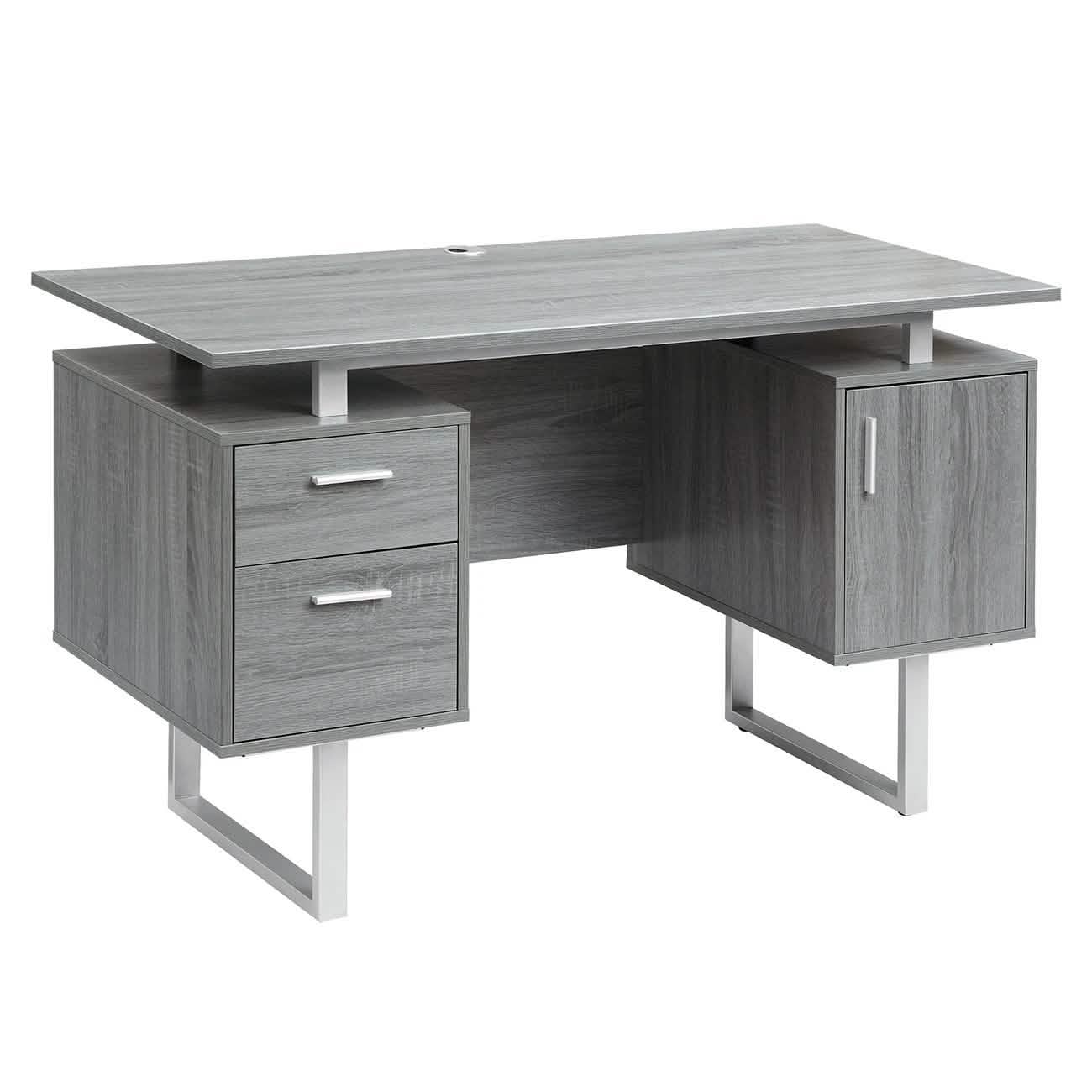 Modern Gray Office Desk with Storage DailySale