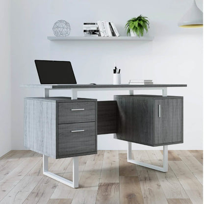 Modern Gray Office Desk with Storage DailySale