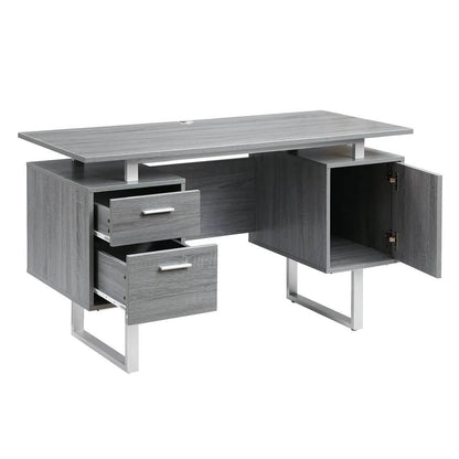Modern Gray Office Desk with Storage DailySale