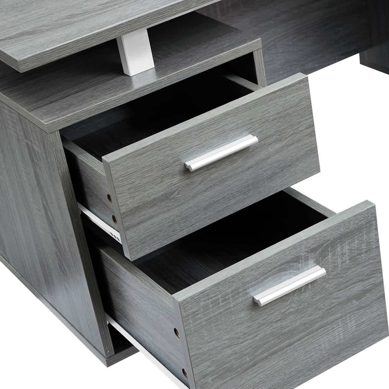 Modern Gray Office Desk with Storage DailySale