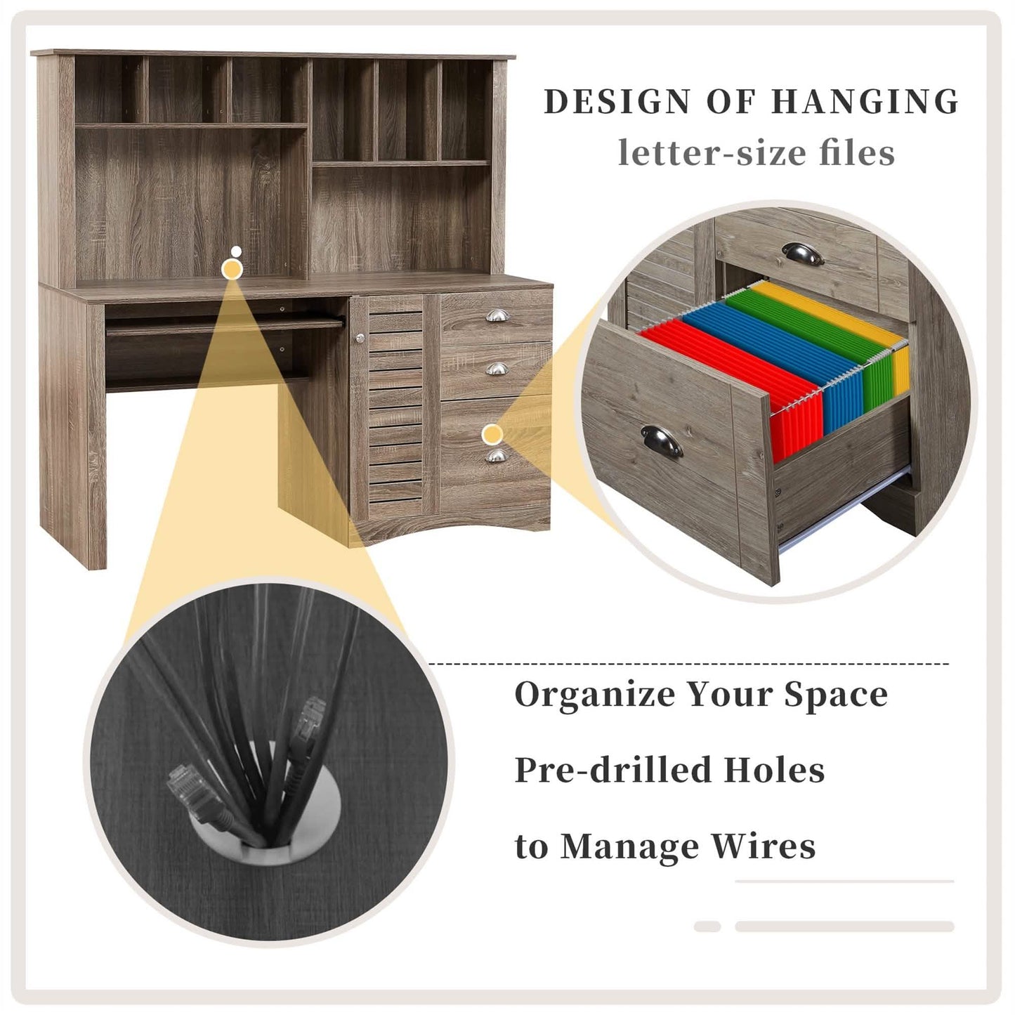 Modern Home Office Desk- 59" Computer Desk Table DailySale