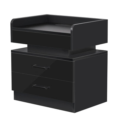 Modern Night Stand with LED Lights and Charging Station DailySale