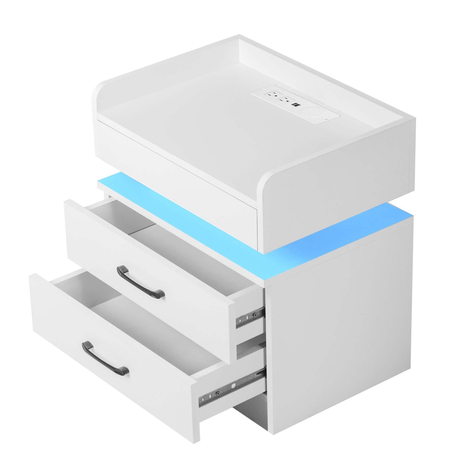 Modern Night Stand with LED Lights and Charging Station DailySale