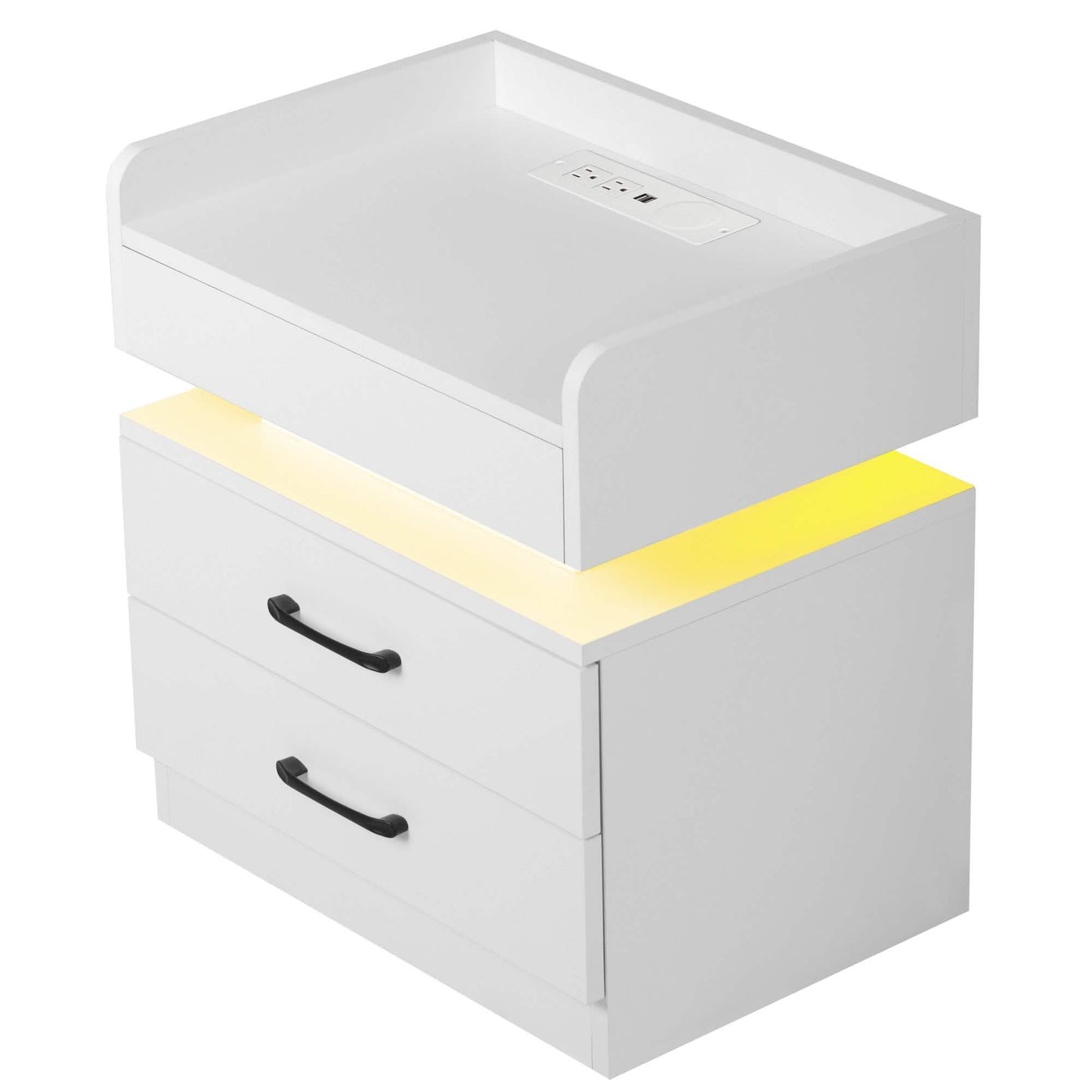Modern Night Stand with LED Lights and Charging Station DailySale