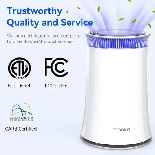 MOOKA Air Purifier for Rooms up to 540sqft with True HEPA & Activated Carbon Filters DailySale