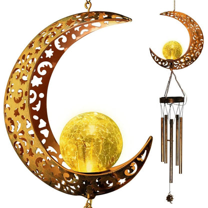 Moon Crackle Glass Ball Wind Chimes Solar Wind Chimes DailySale