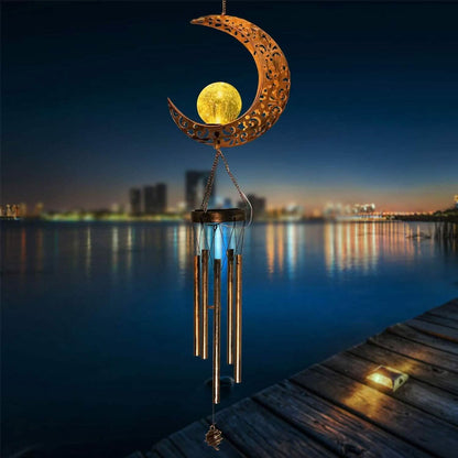 Moon Crackle Glass Ball Wind Chimes Solar Wind Chimes DailySale