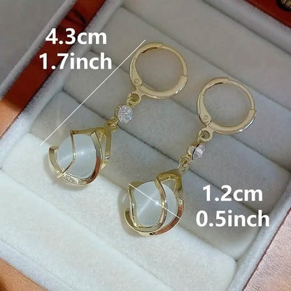 Moonstone Bead Shiny Rhinestone Dangle Earrings DailySale