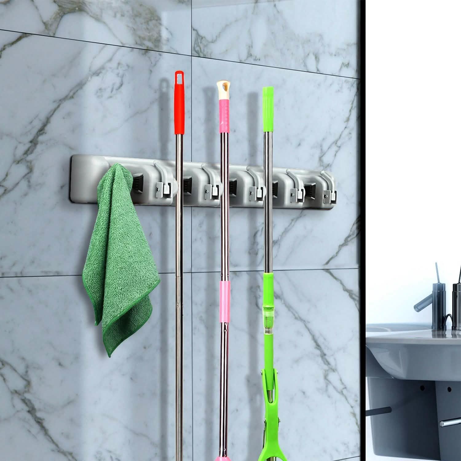 Mop Holder Wall Mount Hanger Organizer Storage DailySale