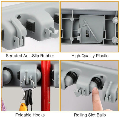 Mop Holder Wall Mount Hanger Organizer Storage DailySale