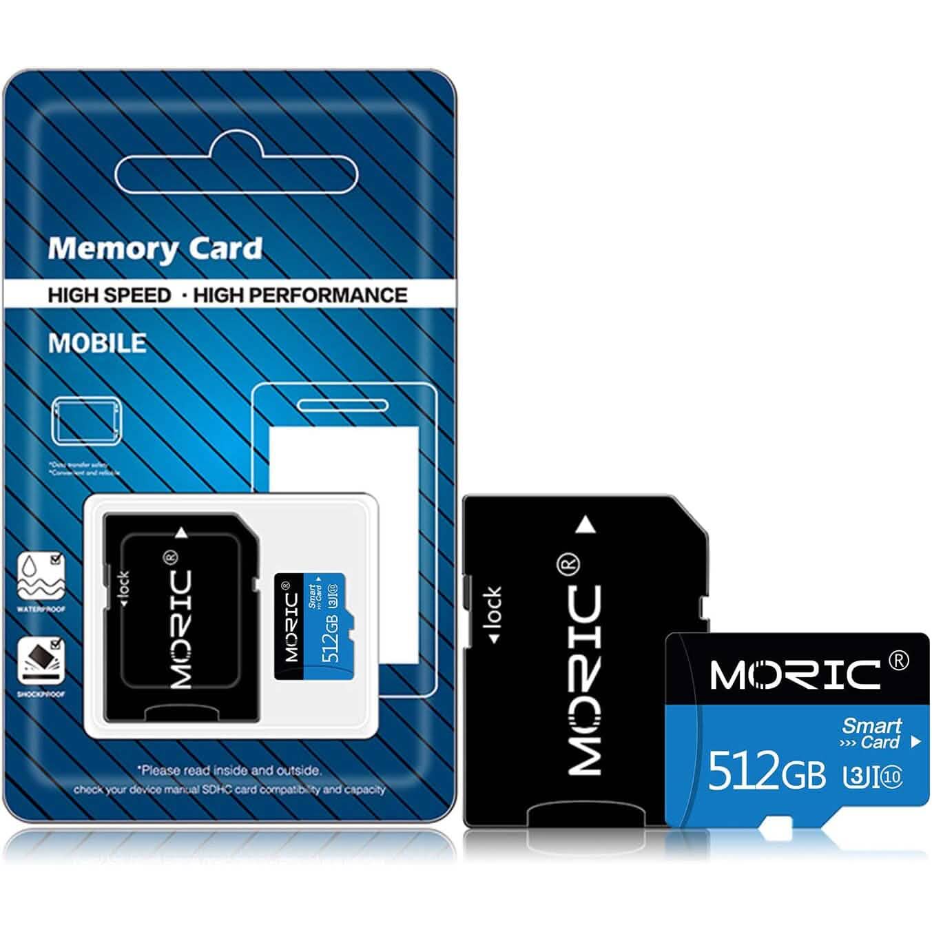 Moric 512GB Micro SD Card with Adapter Class 10 Fast Speed Memory Card  (Refurbished) DailySale